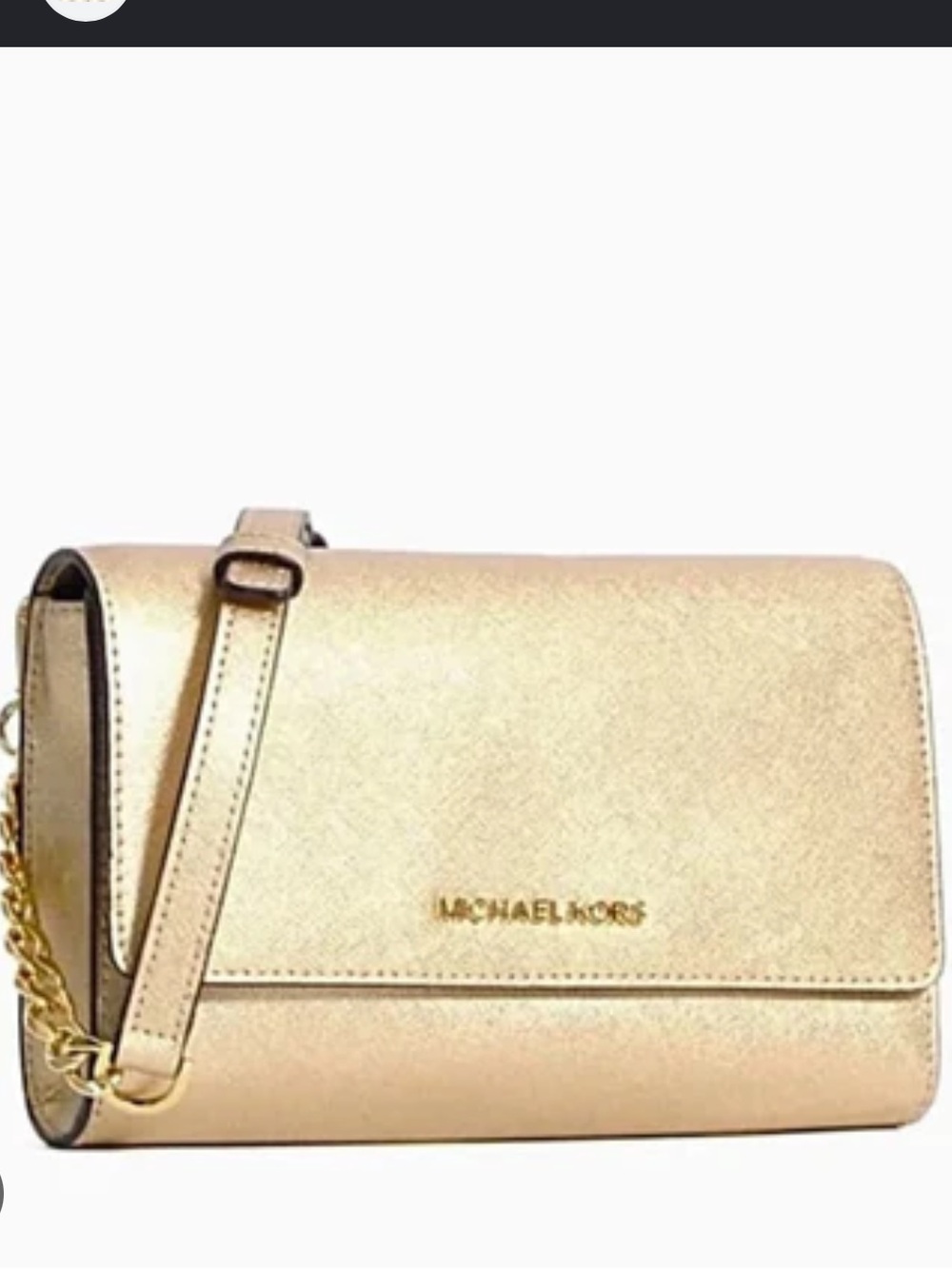 Michael Kors Metallic Gold jet set Crossbody Bag with Chain Strap